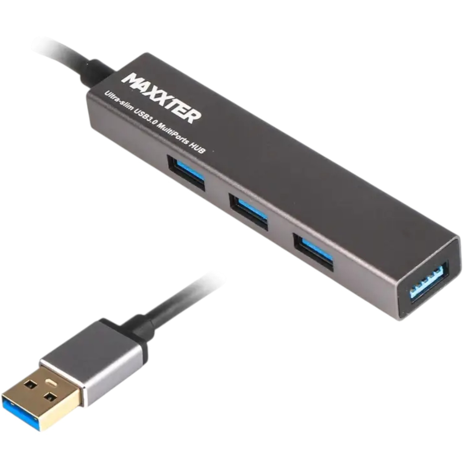USB хаб Maxxter 4хUSB3.0 Silver (HU3A-4P-02) NEW 00-00010089