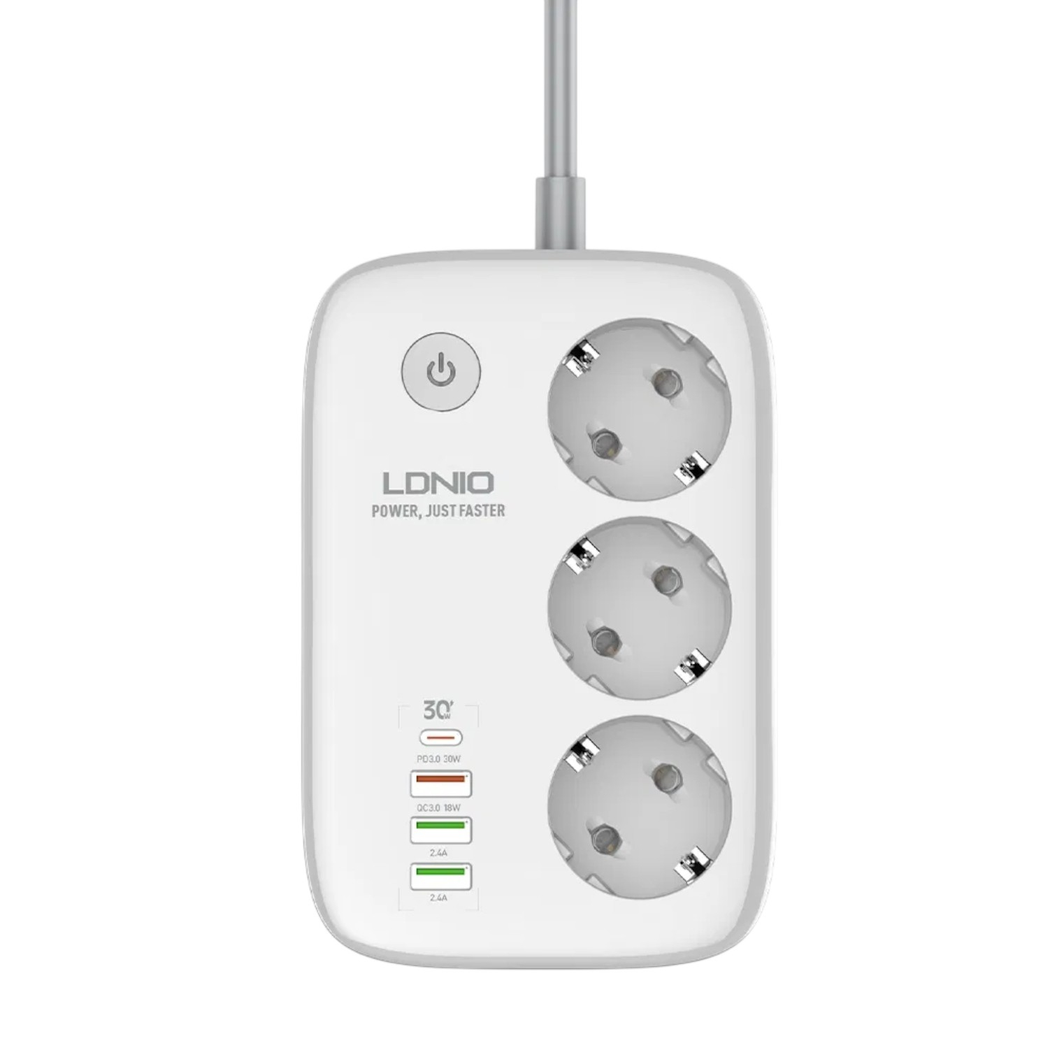 Мережевий фільтр LDNIO SEW3452 2M (3 розетки) / 1 PD 30W / 3USB/ 1  QC 18W / 1 Type-C / WiFi White NEW 00-00014008