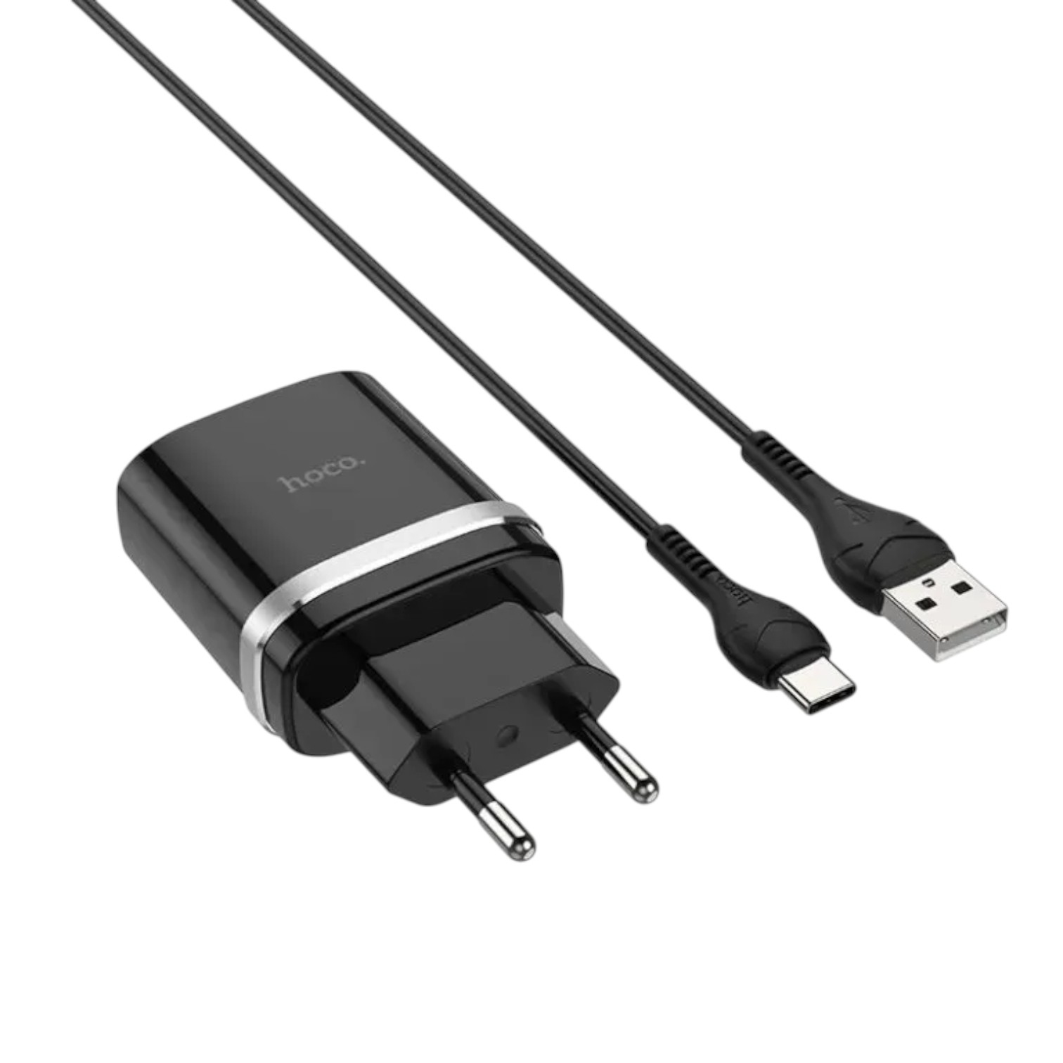Мережевий зарядний пристрій Hoco C12Q (QC3.0 USB/3A)   кабель Type-C 18W Black NEW 00-00015357