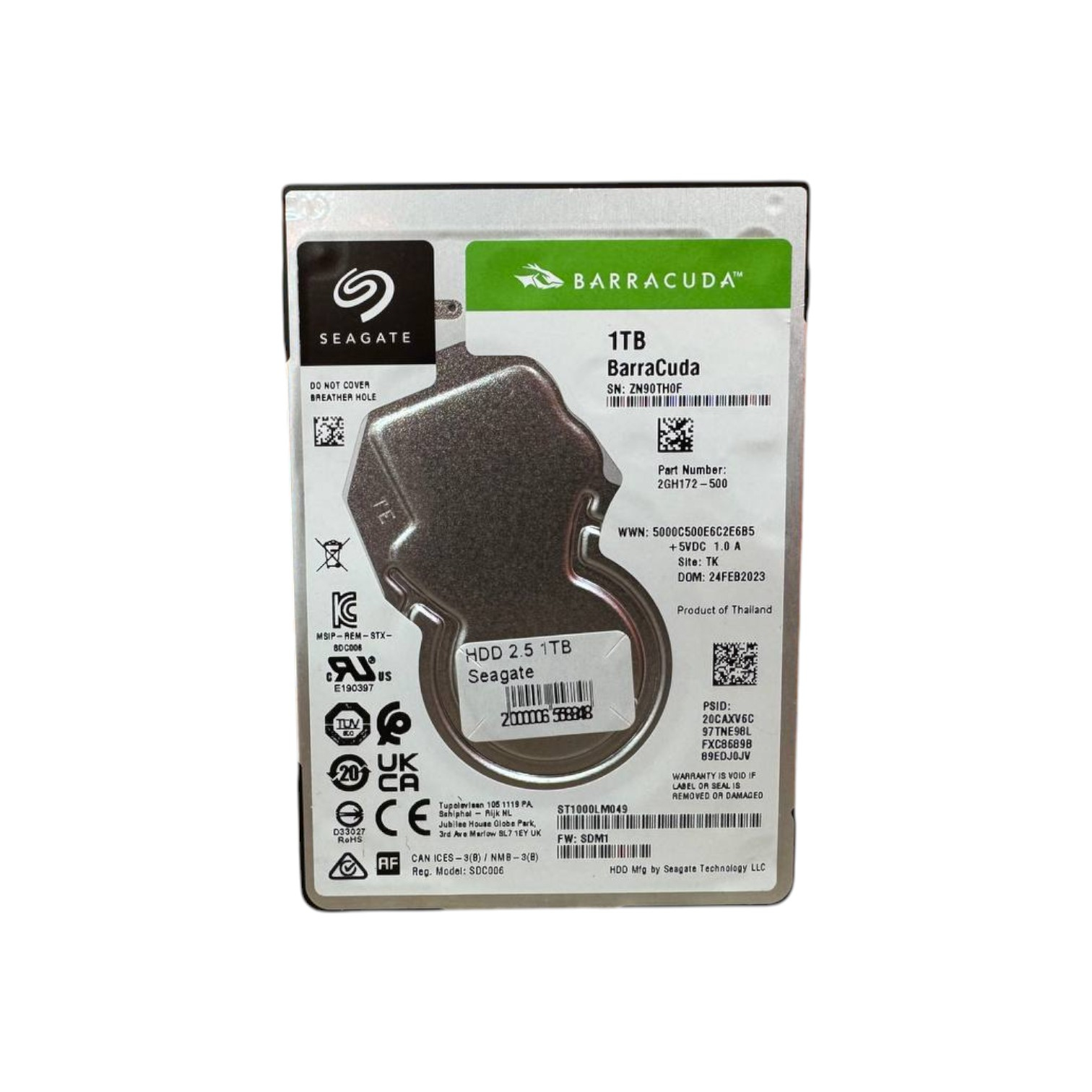 HDD 2.5 1TB Seagate BarraCuda (ST1000LM049) 7200 RPM, 128 MB OEM NEW 00-00016077