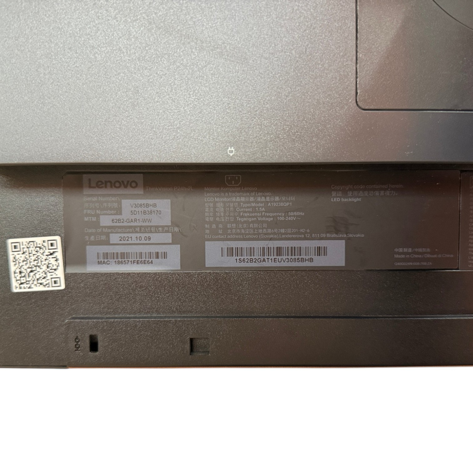 Монитор 23.8" 16:9 t24i-2L Lenovo 1920*1080 IPS LED Чорный vga displayport hdmi 4*usb 3.0 60Hz Безрамочный