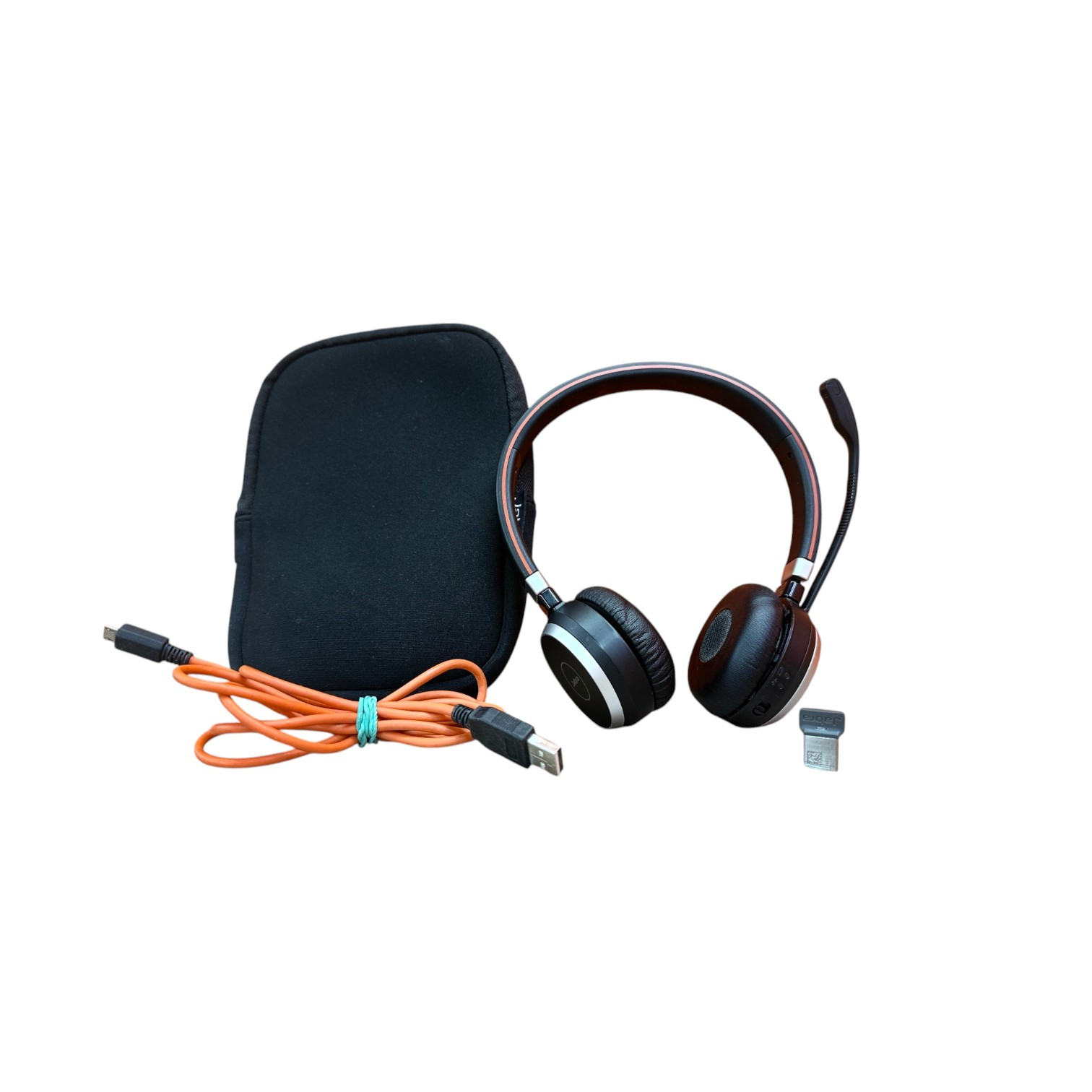 Бездротова Bluetooth гарнітура Jabra Evolve 65 Stereo екошкіра   jabra link   кабель   чохол 00-00017543