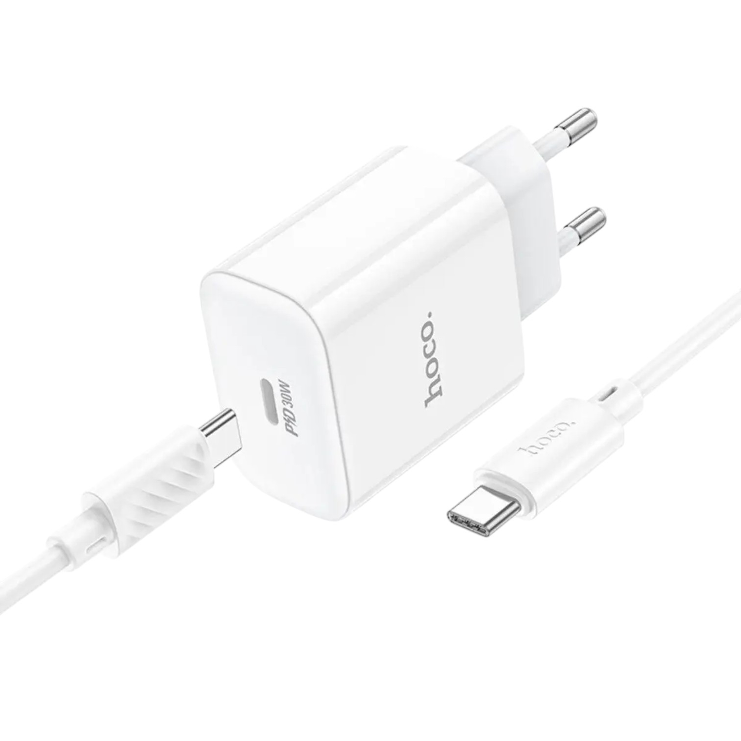 Мережевий зарядний пристрій HOCO C76A Pro Majestic single port PD30W   кабельType-C to Type-C White NEW 00-00018014